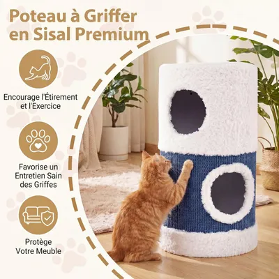 GIANTEX Tonneau Chat 2 Niveaux, 66 cm, Tapis Sisal, 2 Condos, ours. GIANTEX Tonneau Chat 2 Niveaux, 66 cm, Tapis Sisal, 2 Condos, ours.