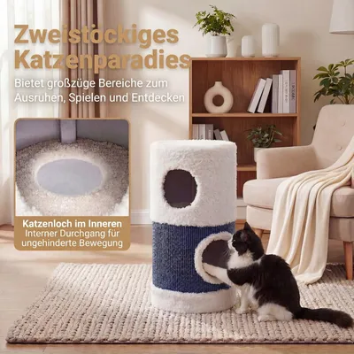 GIANTEX Katzenhaus 2 Stufen, 66 cm, Kratzbrett, Tunnel, 35x35 cm. GIANTEX Katzenhaus 2 Stufen, 66 cm, Kratzbrett, Tunnel, 35x35 cm.