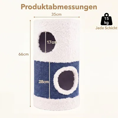 GIANTEX Katzenhaus 2 Stufen, 66 cm, Kratzbrett, Tunnel, 35x35 cm. GIANTEX Katzenhaus 2 Stufen, 66 cm, Kratzbrett, Tunnel, 35x35 cm.