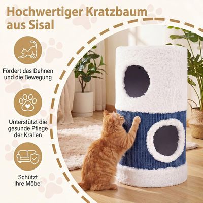 GIANTEX Katzenhaus 2 Stufen, 66 cm, Kratzbrett, Tunnel, 35x35 cm.