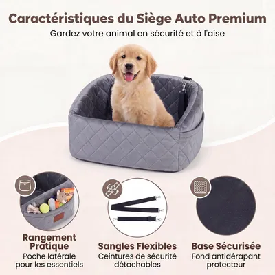 GIANTEX Siège Auto pour Chiens,Sangles,Poche Latérale,Coussin en Mousse