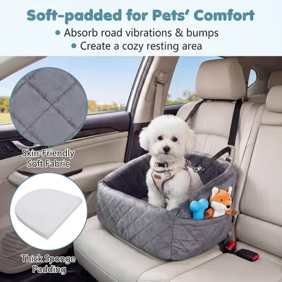 GIANTEX Hunde Autositz Kleine Hunde Schaumstoff Bezug Waschbar Tasche Gurt