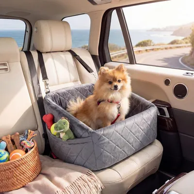GIANTEX Hunde Autositz Kleine Hunde Schaumstoff Bezug Waschbar Tasche Gurt