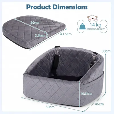 GIANTEX Hunde Autositz Kleine Hunde Schaumstoff Bezug Waschbar Tasche Gurt