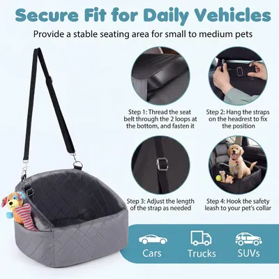 GIANTEX Hunde Autositz Kleine Hunde Schaumstoff Bezug Waschbar Tasche Gurt