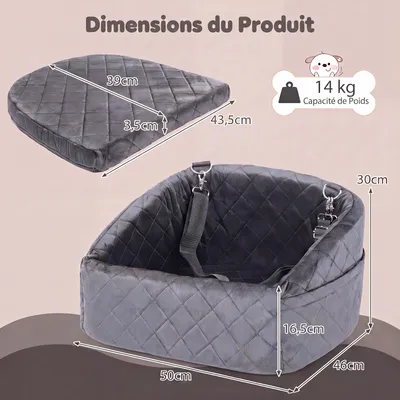 GIANTEX Siège Auto pour Chiens,Sangles,Poche Latérale,Coussin en Mousse