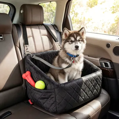 GIANTEX Siège Auto pour Chiens,Sangles,Poche Latérale,Coussin en Mousse
