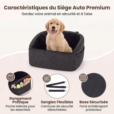 GIANTEX Siège Auto pour Chiens,Sangles,Poche Latérale,Coussin en Mousse