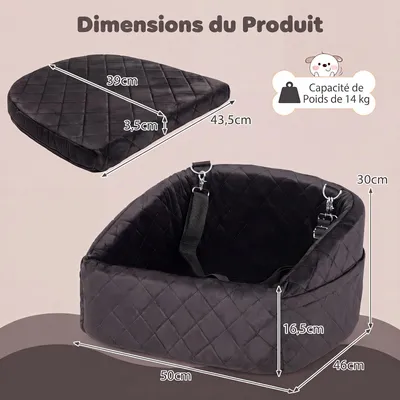 GIANTEX Siège Auto pour Chiens,Sangles,Poche Latérale,Coussin en Mousse