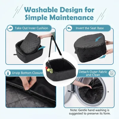 GIANTEX Hunde Autositz Kleine Hunde Schaumstoff Bezug Waschbar Tasche Gurt GIANTEX Hunde Autositz Kleine Hunde Schaumstoff Bezug Waschbar Tasche Gurt