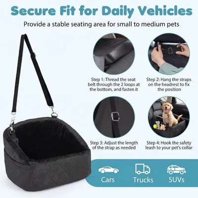 GIANTEX Hunde Autositz Kleine Hunde Schaumstoff Bezug Waschbar Tasche Gurt GIANTEX Hunde Autositz Kleine Hunde Schaumstoff Bezug Waschbar Tasche Gurt