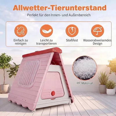 GIANTEXHundehütte Outdoor, Faltbare Hundehaus Wasserfest Kunststoff GIANTEXHundehütte Outdoor, Faltbare Hundehaus Wasserfest Kunststoff