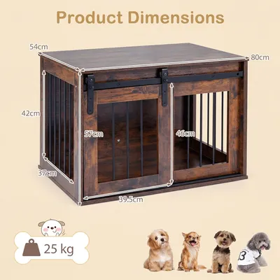 GIANTEX Hundekäfig aus Holz & Metall, Hundebox mit Schiebetür und Beistelltisch GIANTEX Hundekäfig aus Holz & Metall, Hundebox mit Schiebetür und Beistelltisch