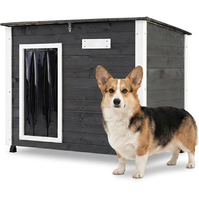 GIANTEX Hundehaus Holz Außen Dach Aufklappbar 85x56x64cm Klein Mittel Hund