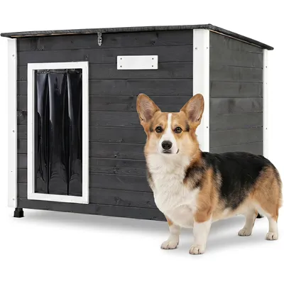GIANTEX Hundehaus Holz Außen Dach Aufklappbar 85x56x64cm Klein Mittel Hund GIANTEX Hundehaus Holz Außen Dach Aufklappbar 85x56x64cm Klein Mittel Hund