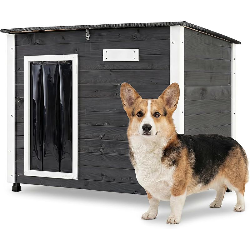 GIANTEX Hundehaus Holz Außen Dach Aufklappbar 85x56x64cm Klein Mittel Hund