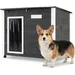 GIANTEX Hundehaus Holz Außen Dach Aufklappbar 85x56x64cm Klein Mittel Hund