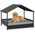 GIANTEX Outdoor Hundebett Erhöht,Rattan Mit Kissen & Schrägdach, Wetterfest GIANTEX Outdoor Hundebett Erhöht,Rattan Mit Kissen & Schrägdach, Wetterfest