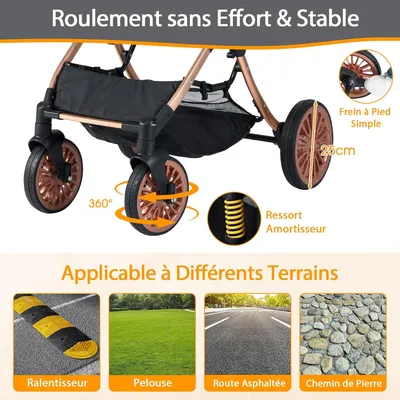 GIANTEX Poussette Chien Caisse Amovible, Auvent, Harnais, Max 25 kg GIANTEX Poussette Chien Caisse Amovible, Auvent, Harnais, Max 25 kg
