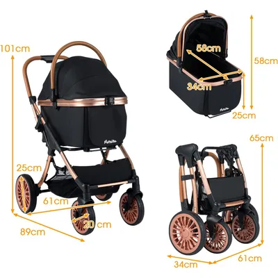 GIANTEX Poussette Chien Caisse Amovible, Auvent, Harnais, Max 25 kg GIANTEX Poussette Chien Caisse Amovible, Auvent, Harnais, Max 25 kg