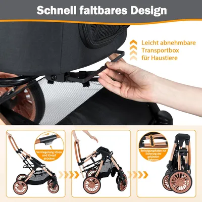 GIANTEX Hundebuggy Faltbar Mit Box, Sonnenschutz, Sicherheitsgurt, 25 kg