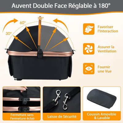 GIANTEX Poussette Chien Caisse Amovible, Auvent, Harnais, Max 25 kg