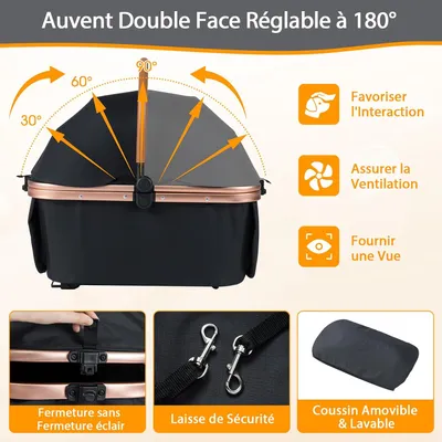 GIANTEX Poussette Chien Caisse Amovible, Auvent, Harnais, Max 25 kg GIANTEX Poussette Chien Caisse Amovible, Auvent, Harnais, Max 25 kg