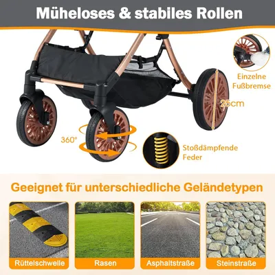 GIANTEX Hundebuggy Faltbar Mit Box, Sonnenschutz, Sicherheitsgurt, 25 kg