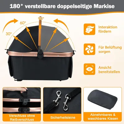 GIANTEX Hundebuggy Faltbar Mit Box, Sonnenschutz, Sicherheitsgurt, 25 kg