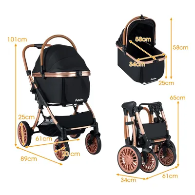 GIANTEX Hundebuggy Faltbar Mit Box, Sonnenschutz, Sicherheitsgurt, 25 kg