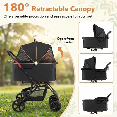 GIANTEX Doppel-Hundewagen 3-in-1, 30 kg, Sonnendach, Netz, Getränkehalter. GIANTEX Doppel-Hundewagen 3-in-1, 30 kg, Sonnendach, Netz, Getränkehalter.