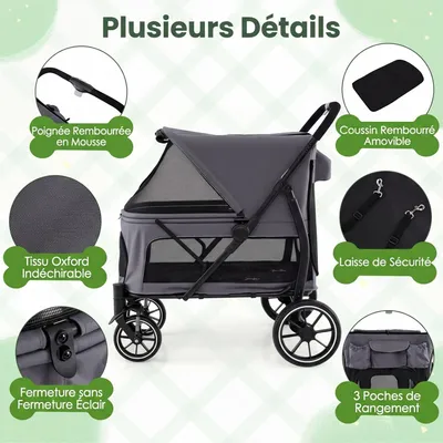 GIANTEX Poussette Chien Pliable, Auvent, Frein, Maille, Ceinture GIANTEX Poussette Chien Pliable, Auvent, Frein, Maille, Ceinture