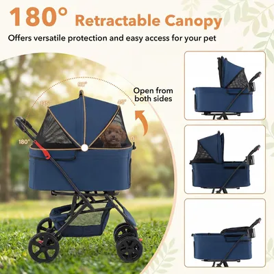 GIANTEX Doppel-Hundewagen 3-in-1, 30 kg, Sonnendach, Netz, Getränkehalter. GIANTEX Doppel-Hundewagen 3-in-1, 30 kg, Sonnendach, Netz, Getränkehalter.