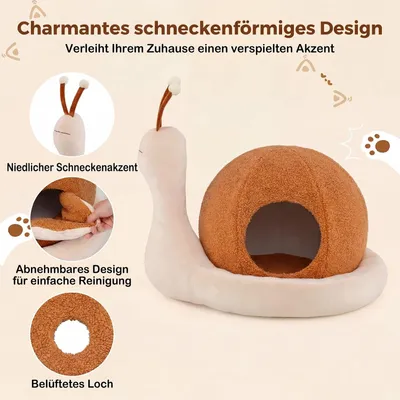 GIANTEX Katzenbett Schnecke, Kissen abnehmbar, flauschig, Boden rutschfest.