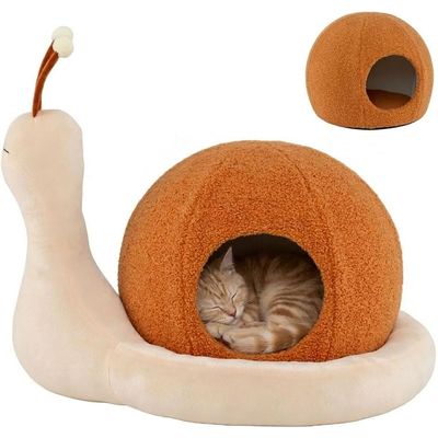 GIANTEX Katzenbett Schnecke, Kissen abnehmbar, flauschig, Boden rutschfest.