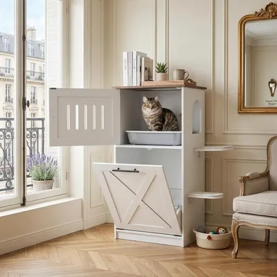 GIANTEX Meuble Litière 84 cm, Arche, Sisal, Plateformes, Rangement. GIANTEX Meuble Litière 84 cm, Arche, Sisal, Plateformes, Rangement.