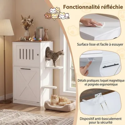 GIANTEX Meuble Litière 84 cm, Arche, Sisal, Plateformes, Rangement. GIANTEX Meuble Litière 84 cm, Arche, Sisal, Plateformes, Rangement.