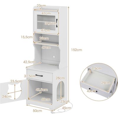 GIANTEX Meuble Chat LED,Chargeur,Cache Litière,Rangement,Niche Multi-entrée