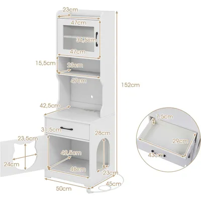 GIANTEX Hoch-Katzenschrank mit Ladestation, 16 Modi LED, Klo-Versteck