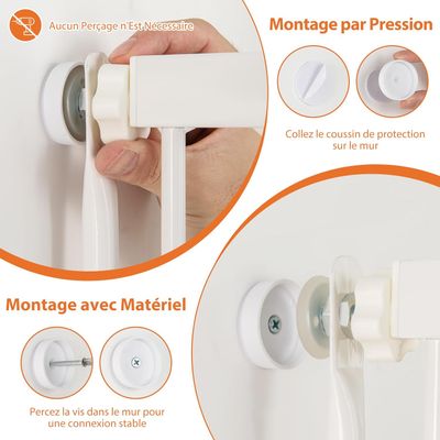GIANTEX Barrière Chien Métal 150cm H Sans Perçage 77-104cm Porte Blanc