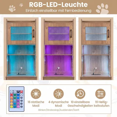 GIANTEX Hoch-Katzenschrank mit Ladestation, 16 Modi LED, Klo-Versteck GIANTEX Hoch-Katzenschrank mit Ladestation, 16 Modi LED, Klo-Versteck