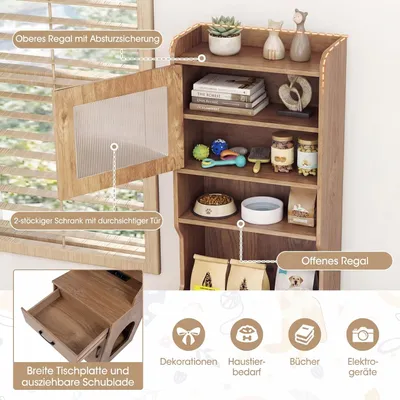 GIANTEX Hoch-Katzenschrank mit Ladestation, 16 Modi LED, Klo-Versteck GIANTEX Hoch-Katzenschrank mit Ladestation, 16 Modi LED, Klo-Versteck