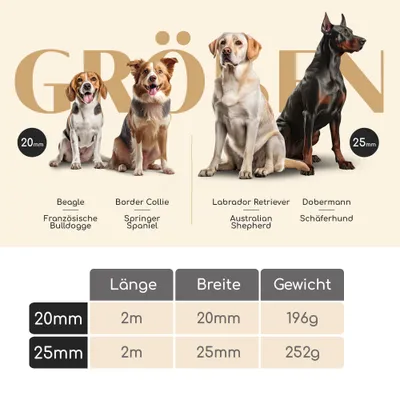 Hundeleine 2m – gepolstert & verstellbar – Führleine in Chocolate