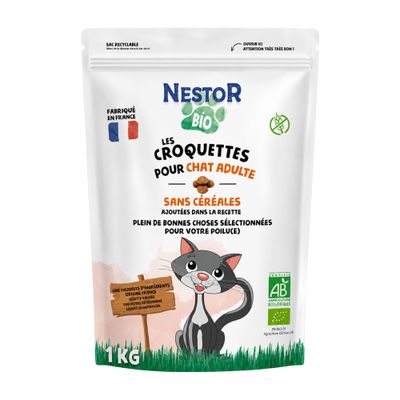 Nestor - Croquettes sans céréales à la Volaille Bio Chat Adulte