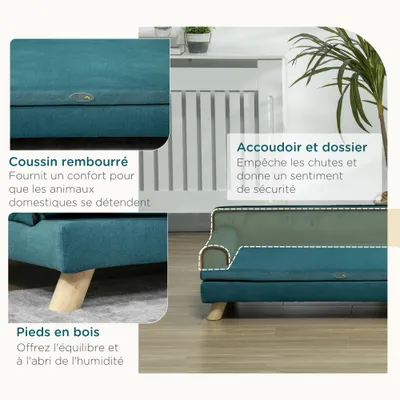 PawHut - Canapé chien design scandinave bois tissu