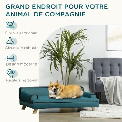 PawHut - Canapé chien design scandinave bois tissu