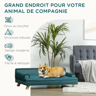 PawHut - Canapé chien design scandinave bois tissu