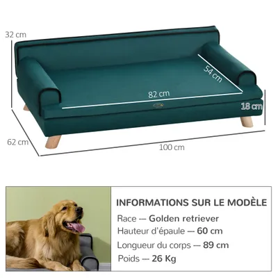 PawHut - Canapé chien design scandinave bois tissu