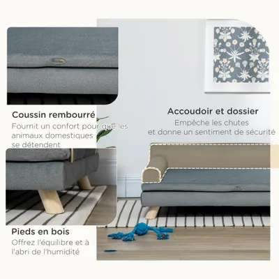 PawHut - Canapé chien design scandinave bois tissu PawHut - Canapé chien design scandinave bois tissu
