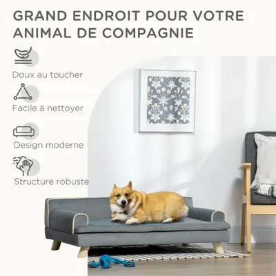 PawHut - Canapé chien design scandinave bois tissu PawHut - Canapé chien design scandinave bois tissu
